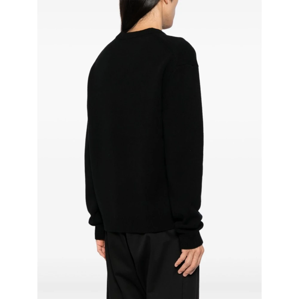 Maison Kitsuné Zwarte Fox Head Wollen Trui Sweater Black Heren