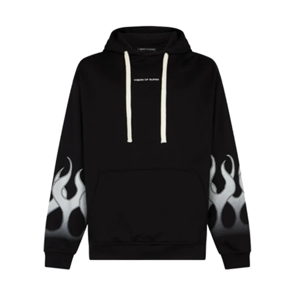 Vision OF Super Zwarte hoodie met grijze vlammen Black Heren