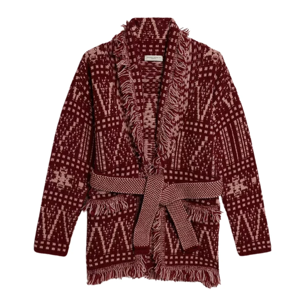 Golden Goose Fair Isle Barn Cardigan med Fransar Red, Flicka