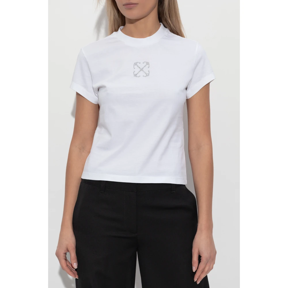 Off White Top met logo White Dames