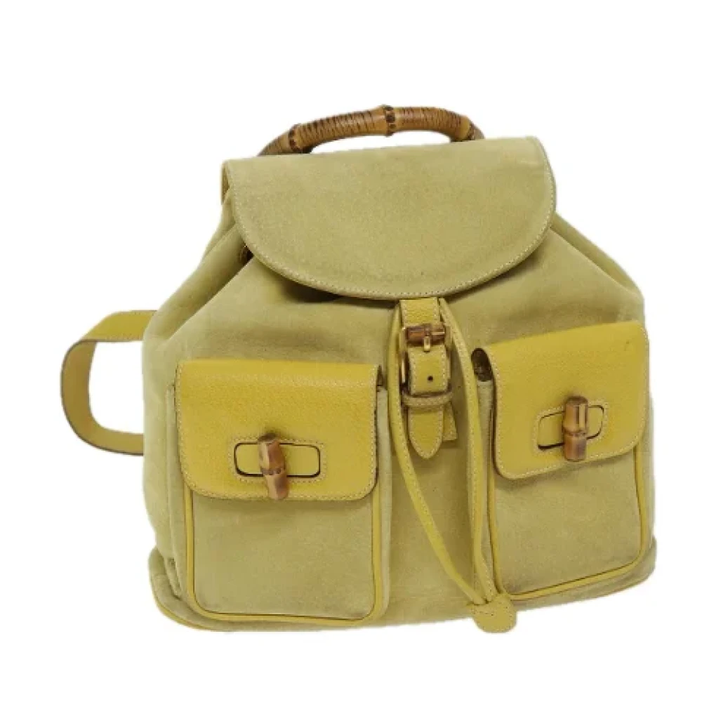 Gucci Vintage Pre-owned Suede backpacks Yellow Dames