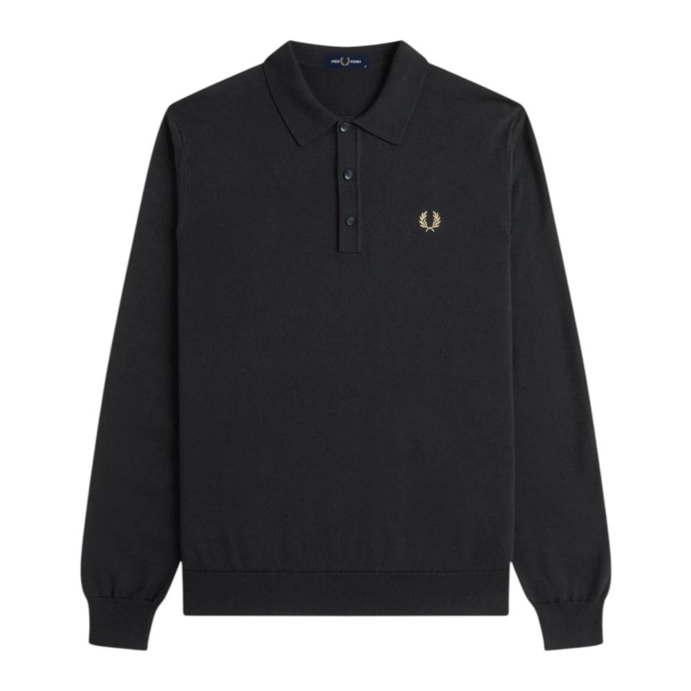 Fred Perry Men's Black Polo Shirts, M, Classic Knitted Polo Shirt