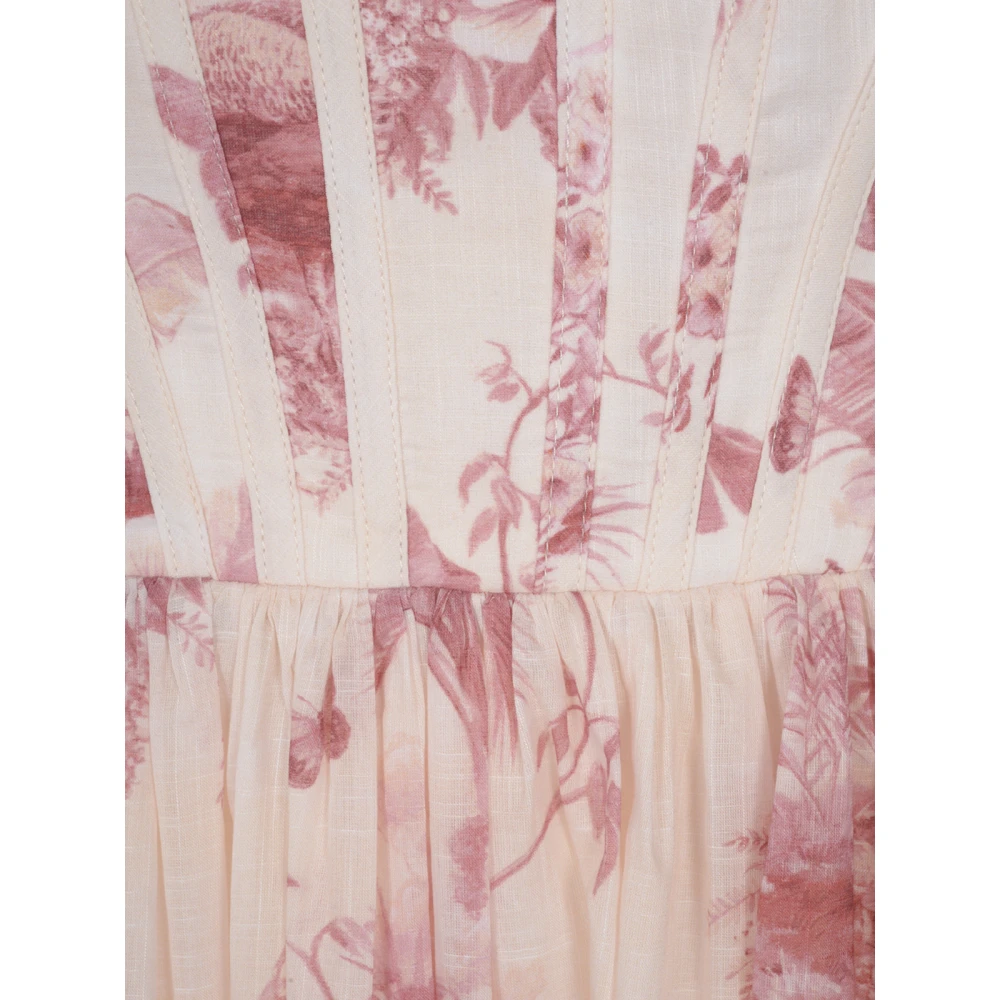 Zimmermann Corset Midi Jurk Pink Dames