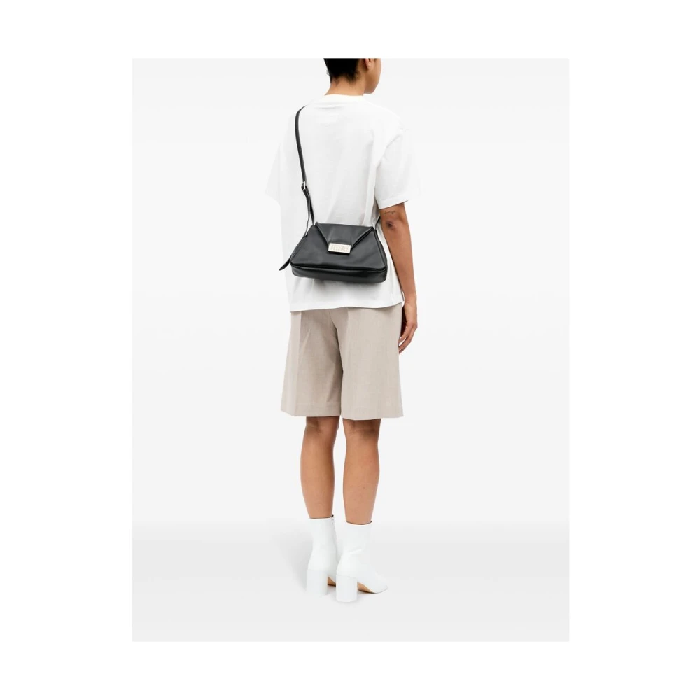 MM6 Maison Margiela Charcoal Grey Lederen Foldover Schoudertas Gray Dames