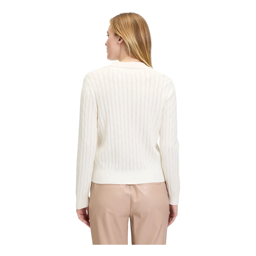 Betty & Co Gebreide trui met kraag White Dames