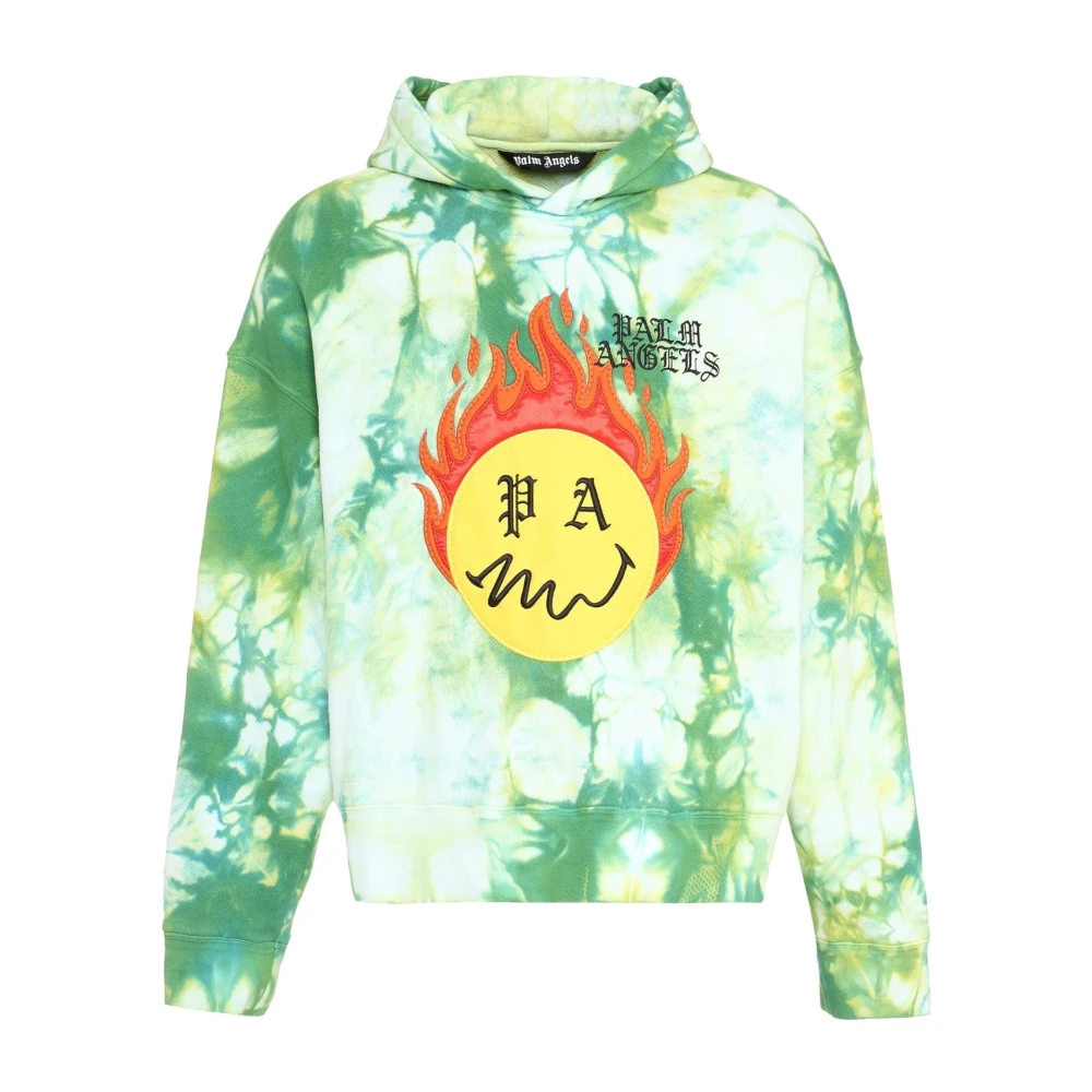 Palm Angels Mannelijk Groente Hoodies & Sweatvesten Heren, Groen, S, Katoen, Hoodie Met Geborduurd Logo