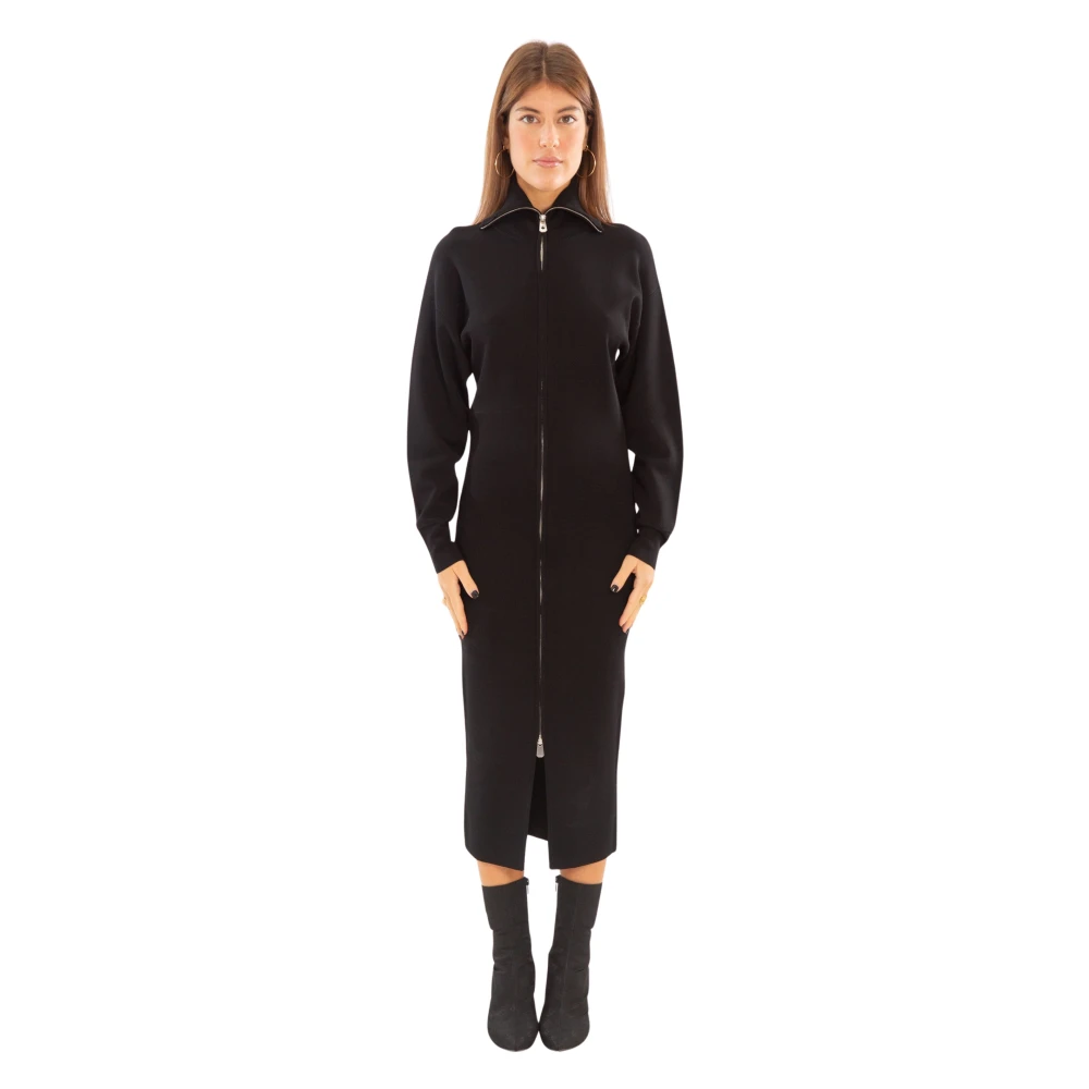 Pinko Ritssluiting Gebreide Jurk in Zwart Black Dames