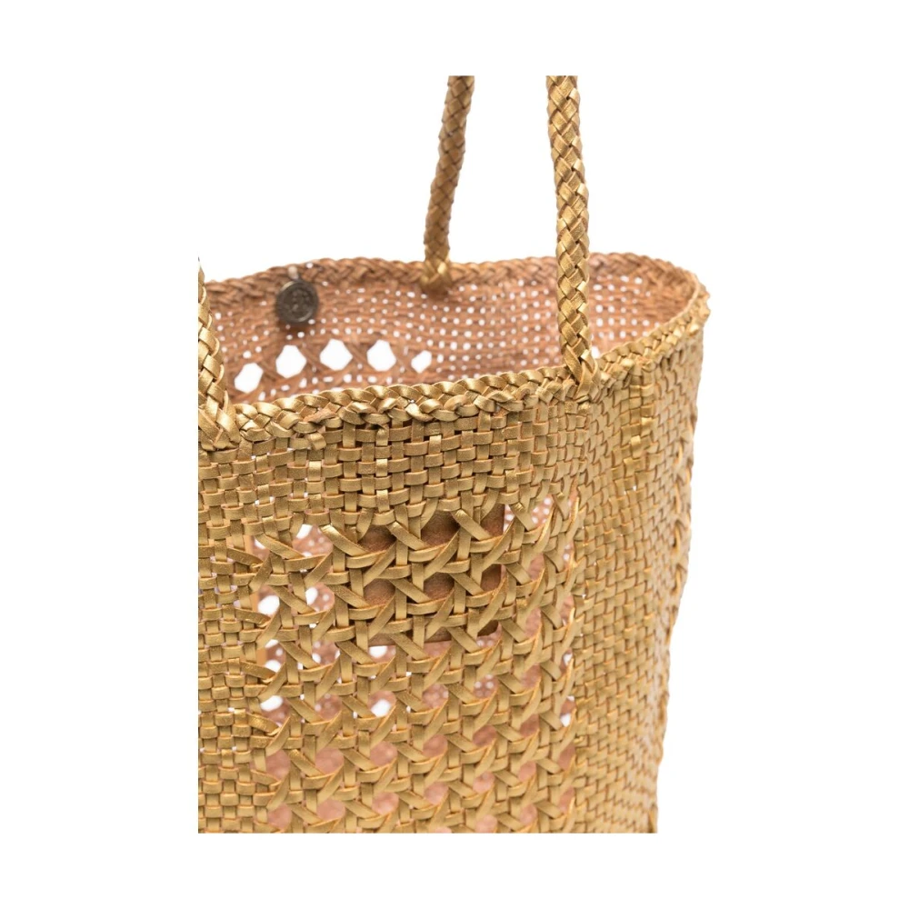 Dragon Diffusion Goudkleurige Metallic Leren Gevlochten Handtas Yellow Dames