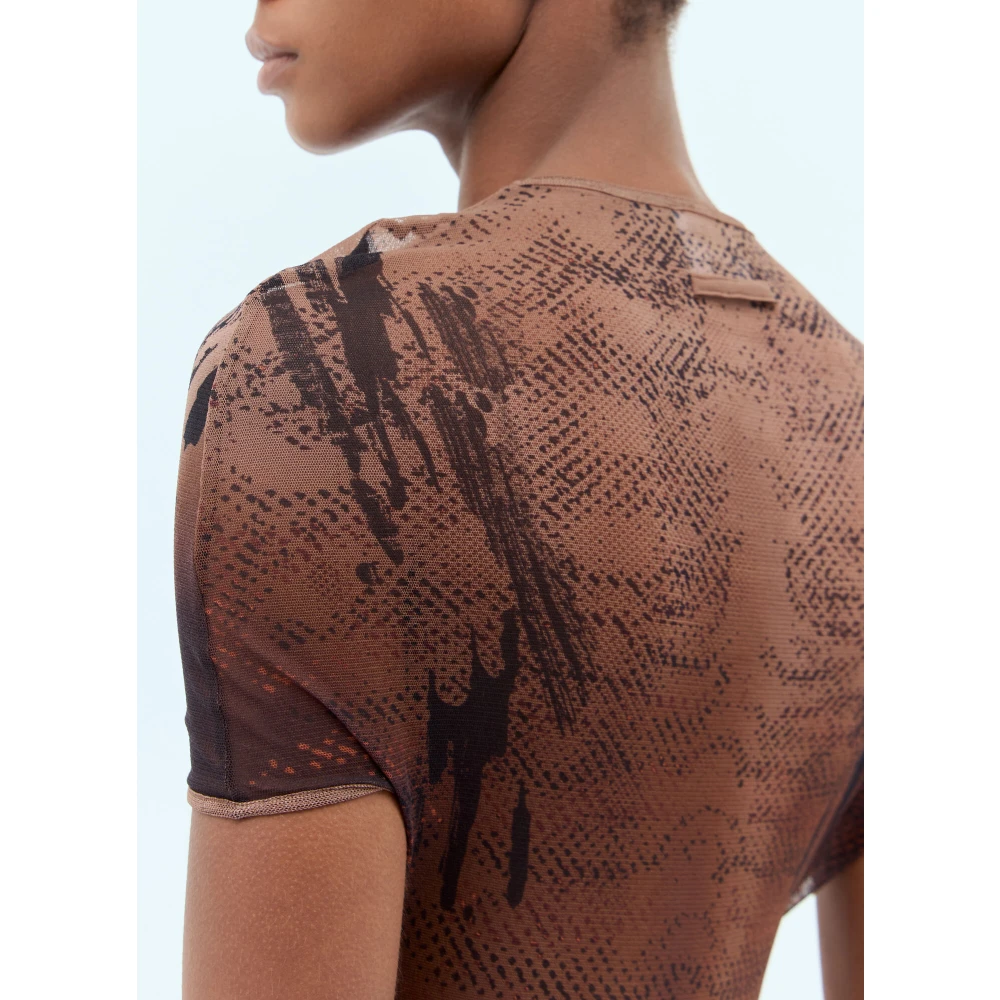Jean Paul Gaultier Sportieve Maxi Jurk met Grafische Print Brown Dames