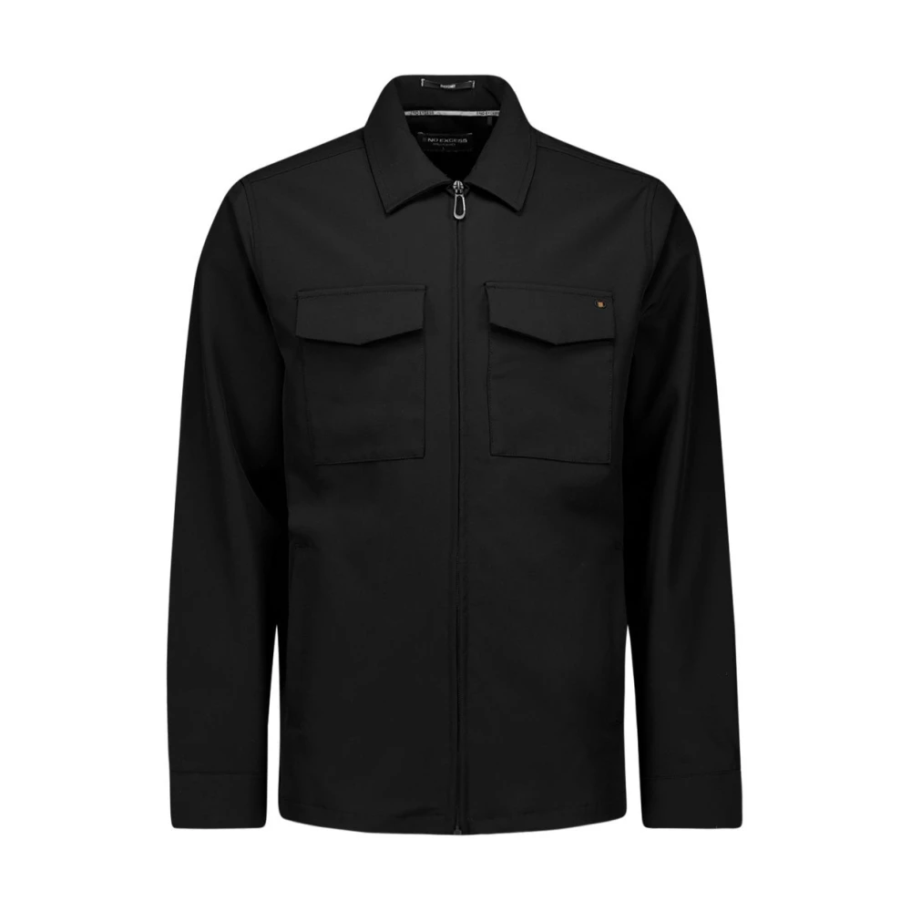 Hemden No Excess Herren Schwarz Travel Regular Fit Hemdjacke Einfarbig - Bild 2