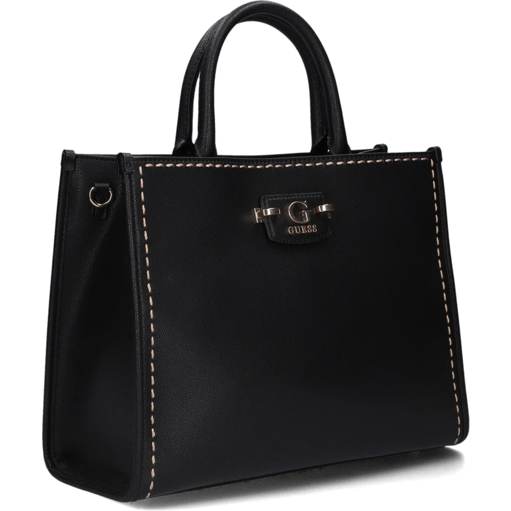 Guess Elegante Zwarte Schoudertas Nastra 2 Comp Black Dames