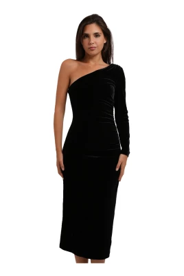 One-Shoulder Velvet Dress