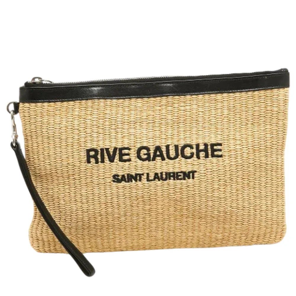 Yves Saint Laurent Vintage Pre-owned Canvas clutches Beige Dames