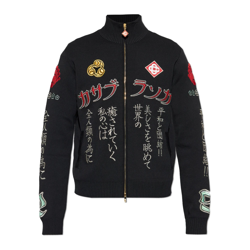 Casablanca Men's Black Sweatshirt With Embroidered Pattern