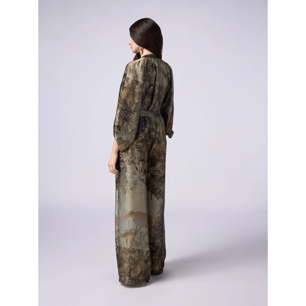 Oltre Palazzo satijnen broek in fantasie Green Dames