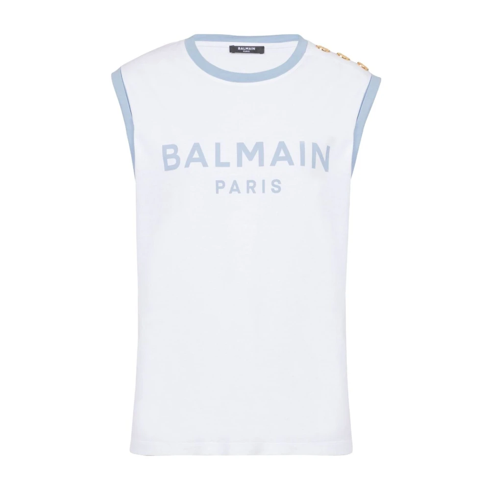 Balmain Top met bedrukt logo White Dames