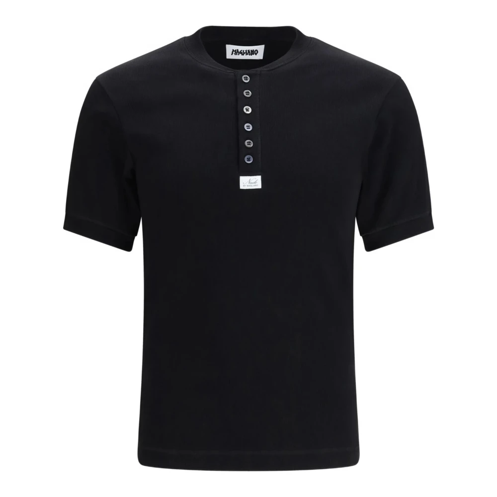 Magliano Men's Black T-Shirts, L, Henley T-Shirt