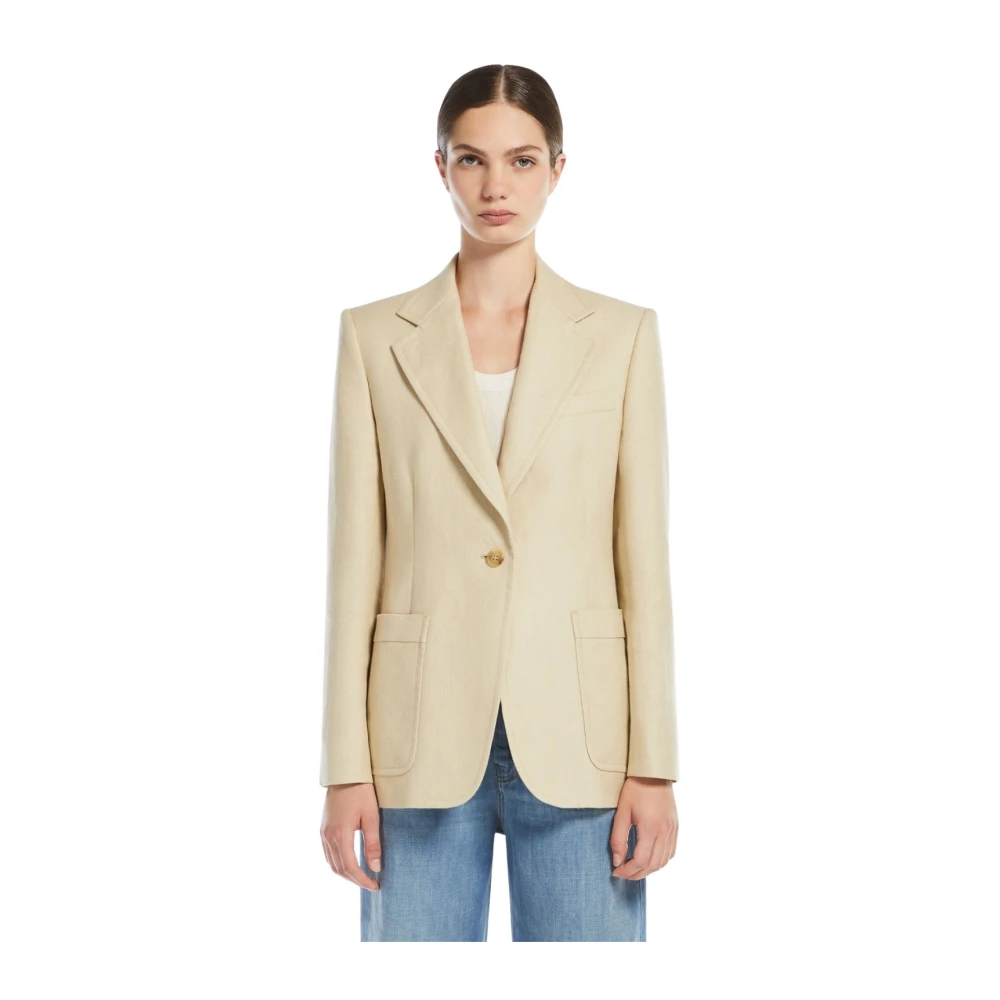 Weekend Max Mara Women's Beige Cotton And Linen Blazer Jacket