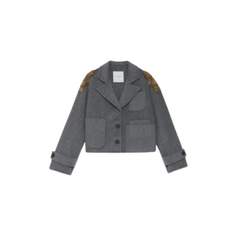 Ermanno Scervino Grijze Wollen Jas Single-Breasted Gray Dames