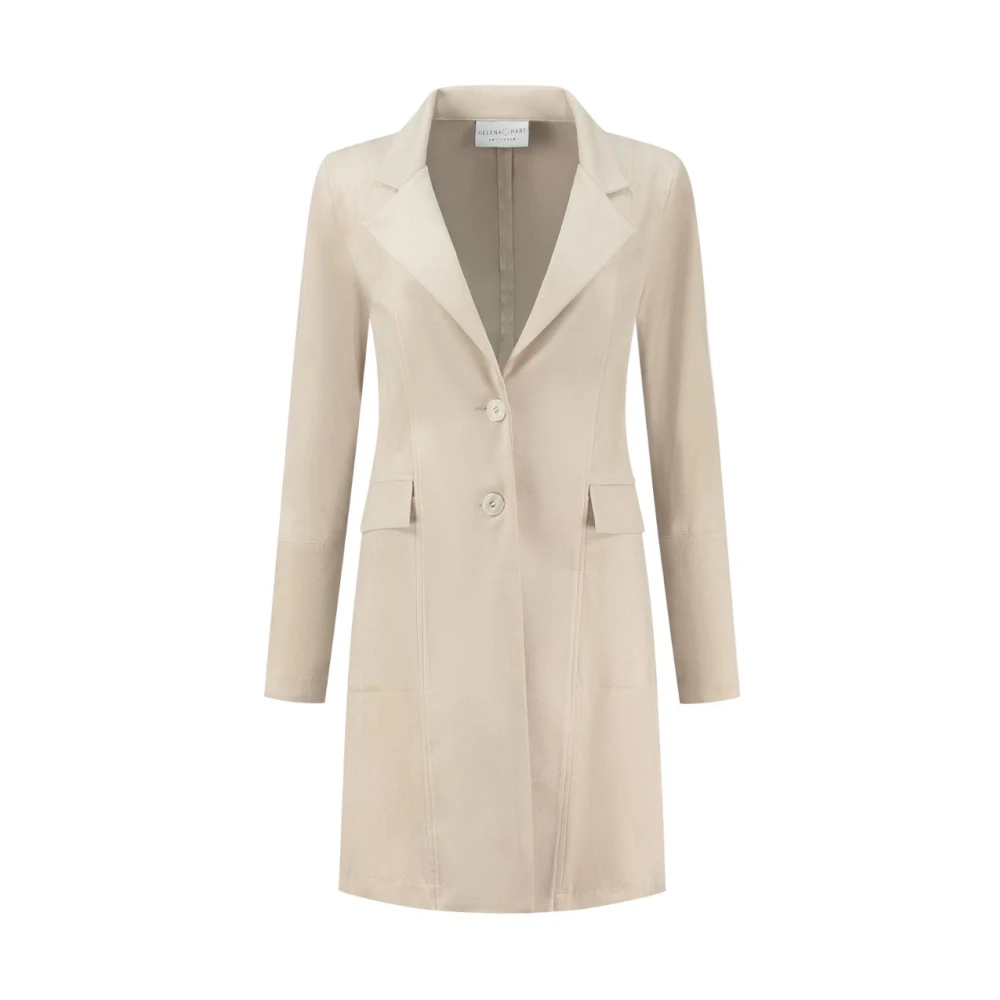Helena Hart Suedine Lange Blazer Beige Dames