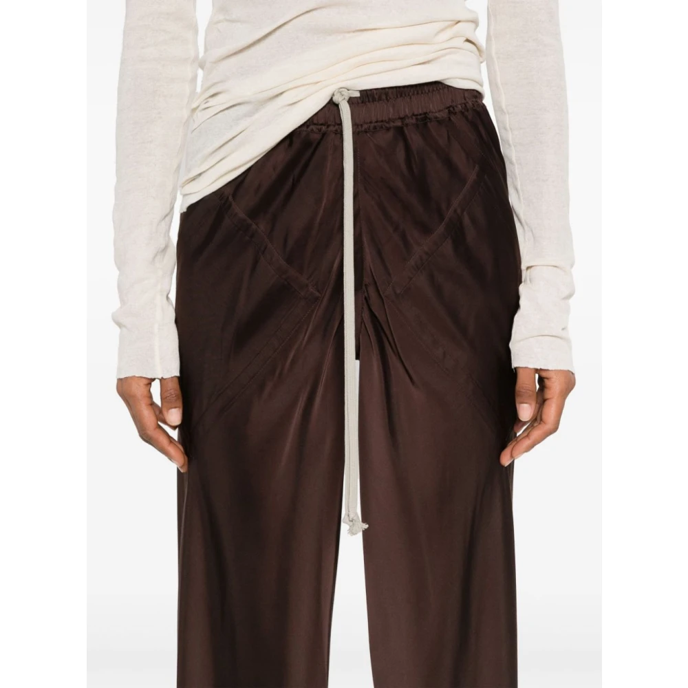 Rick Owens Wide Leg Satin Broek Brown Dames