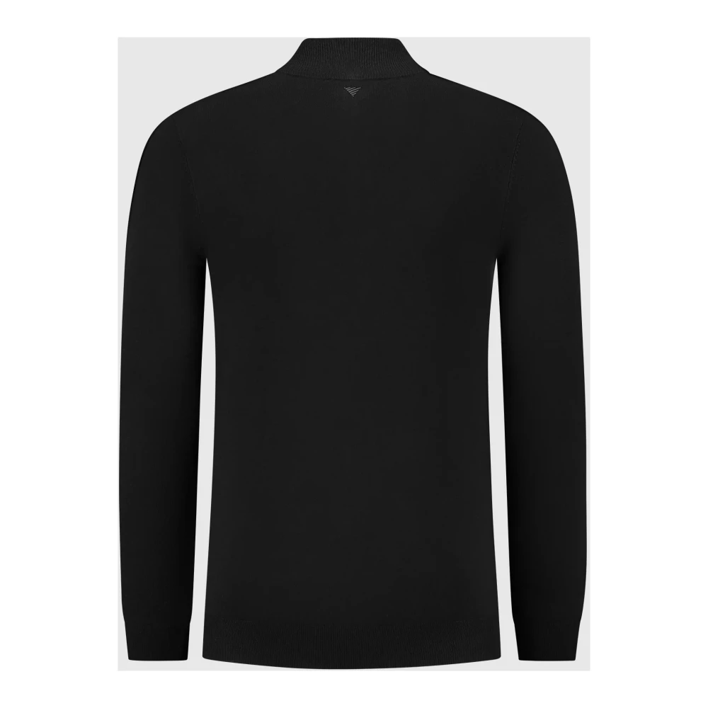 Pure Path Essentiële Gebreide Halfzip Sweater Zwart Black Heren