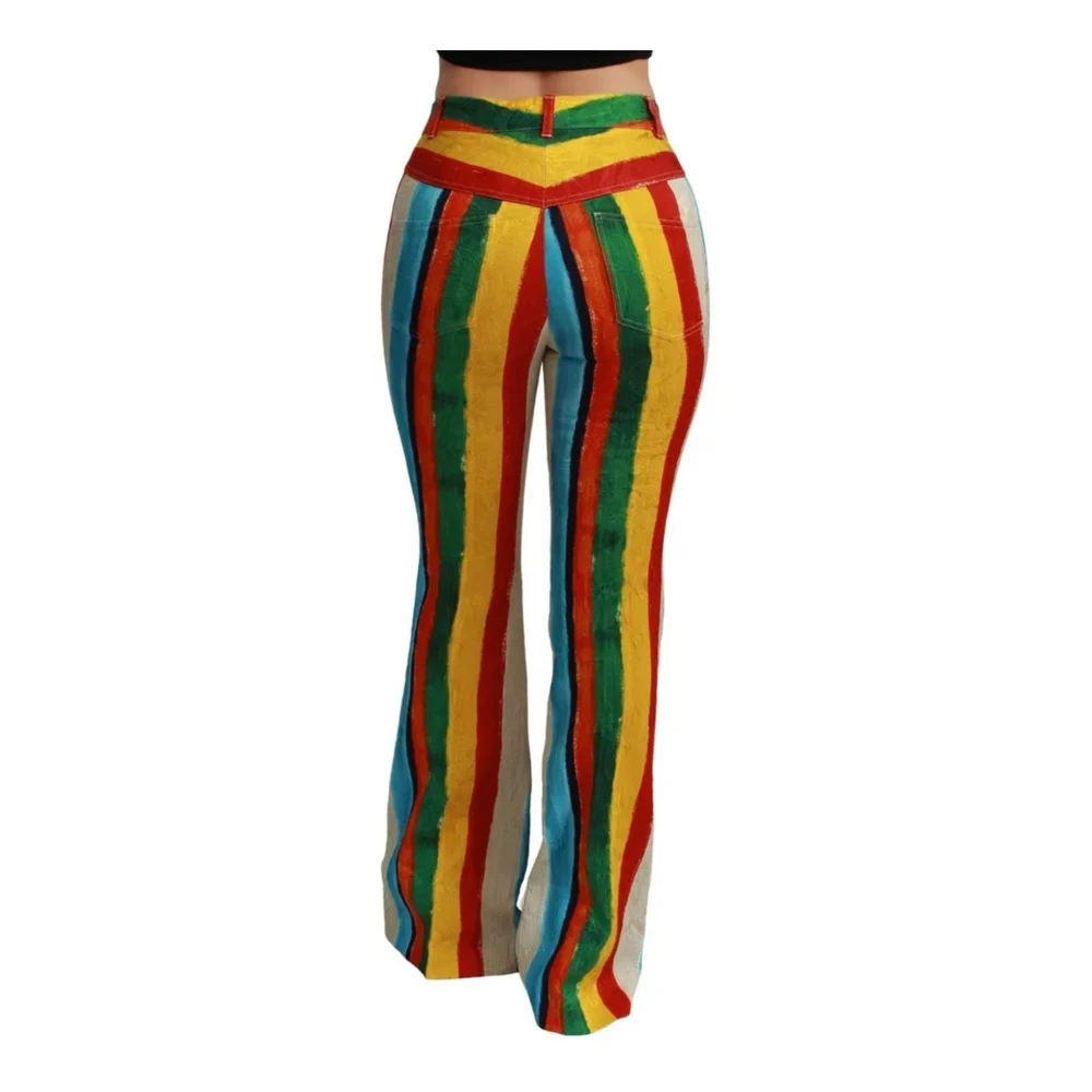 Dolce & Gabbana Gestreepte Hoge Taille Flare Broek Multicolor Dames