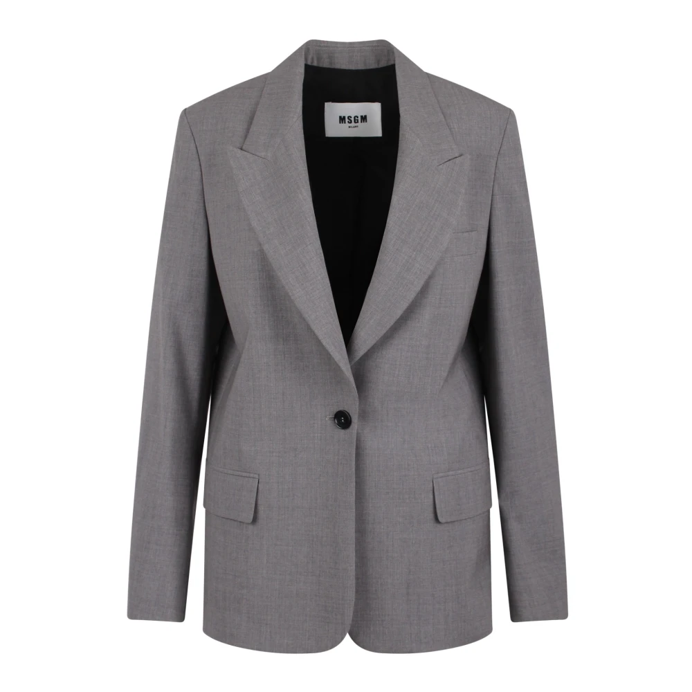 Msgm Blazer met applicatie en logo Gray Dames