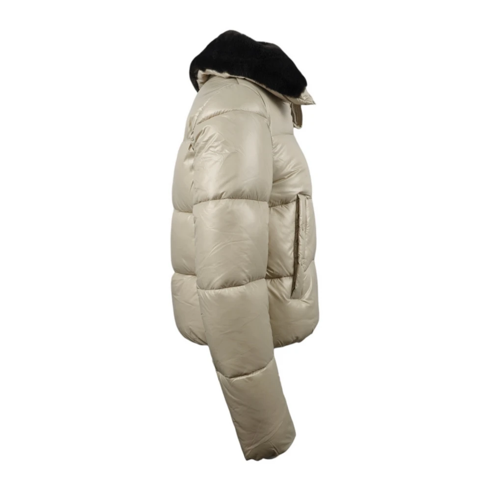 Save The Duck Grijze Bomber Ivoor Gelakte Jas Gray Dames