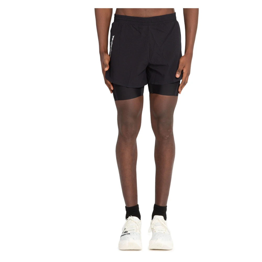 Y-3 Zwarte Logo Strakke Hardloopshorts Black Heren
