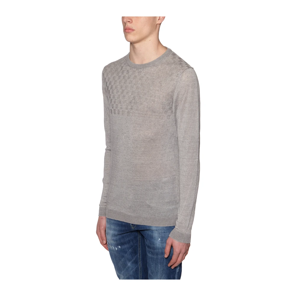 Daniele Alessandrini Linnen Crew Neck T-shirt Gray Heren