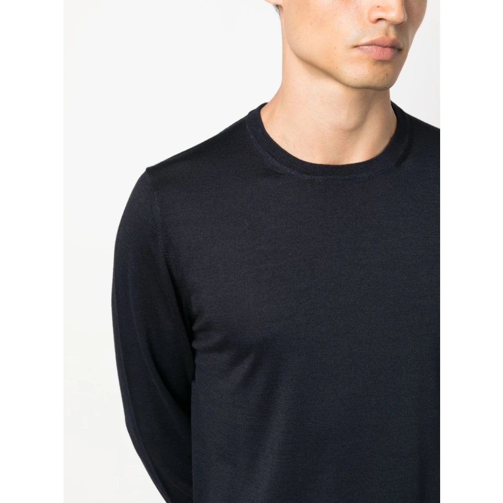 Canali Navy Blauwe Trui Black Heren