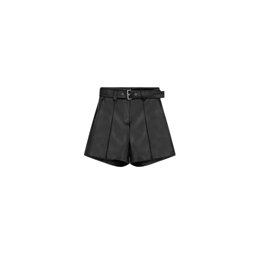 Suncoo Hoge taille imitatieleer shorts Black Dames