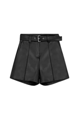 Högmidjade shorts i konstläder