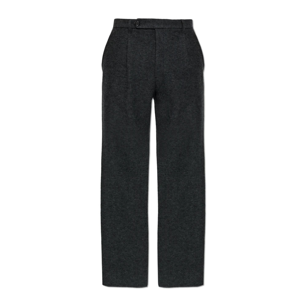Jil Sander Mannelijk Grijs Broeken Heren, M, Wol, Wollen Broek Met Plooien
