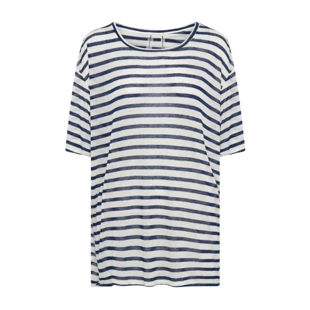 One Teaspoon Gestreept Oversized T-shirt Blue Dames