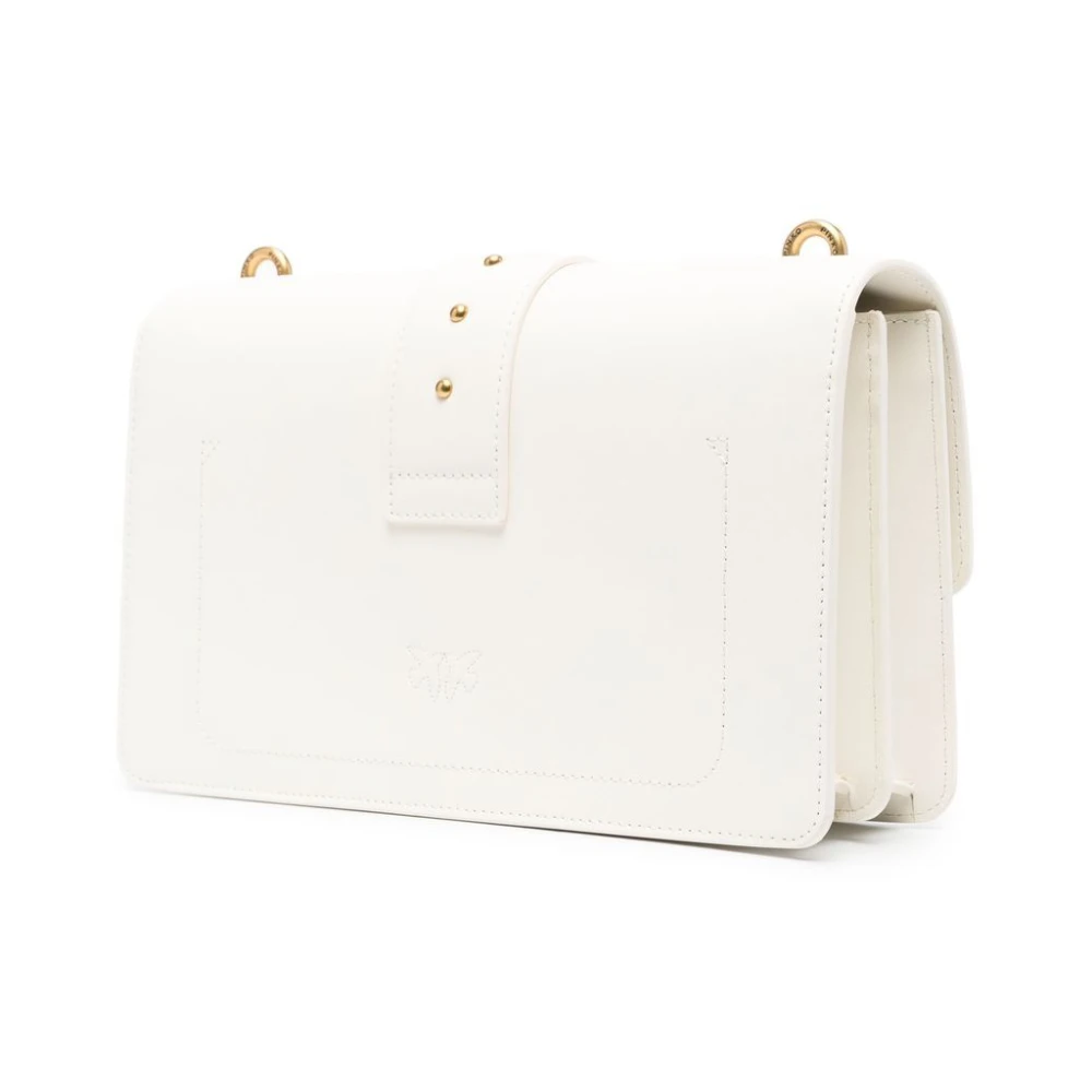 pinko Witte leren schoudertas met goudkleurige hardware White Dames