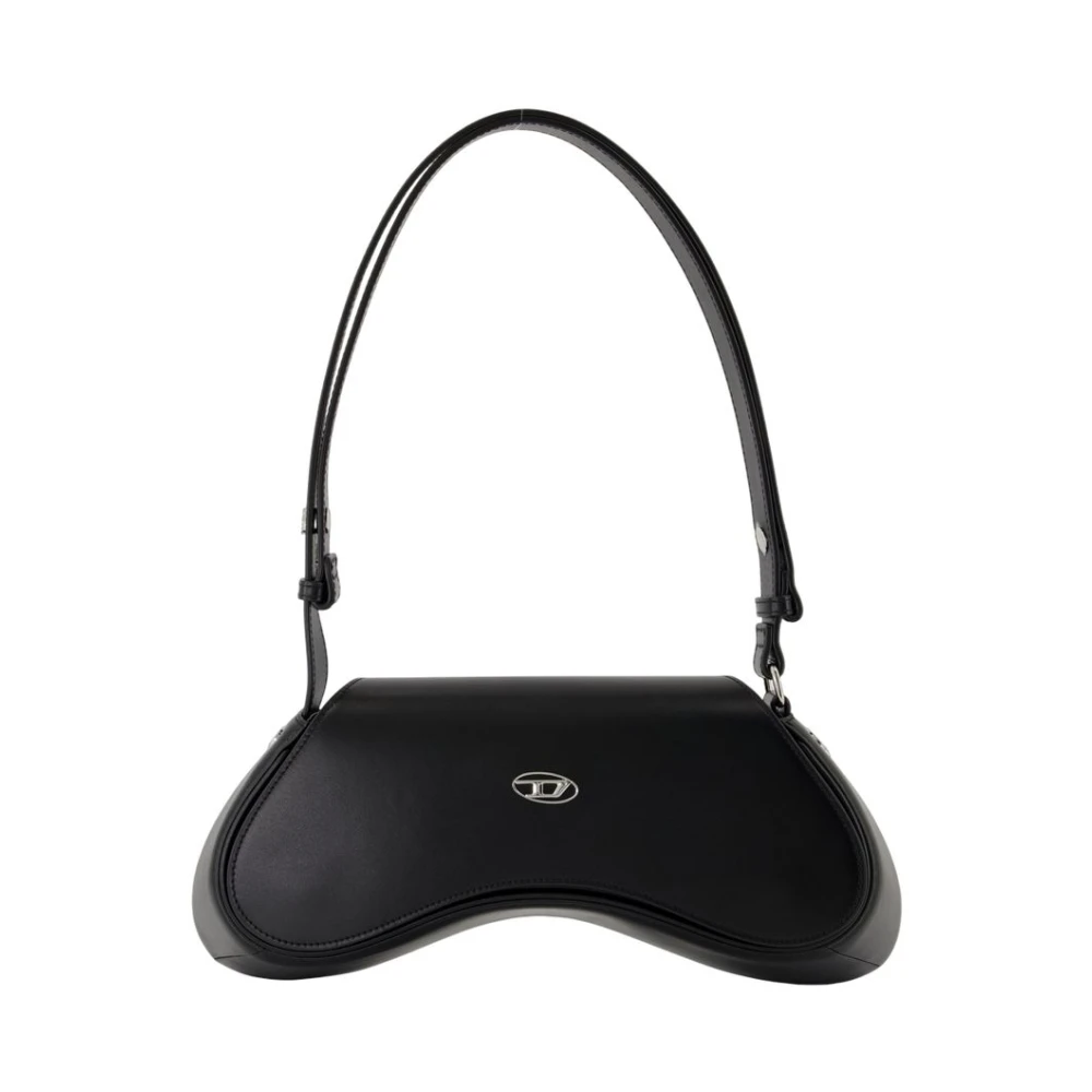 Diesel Women's Black Leather Shoulder Bag With Flap
