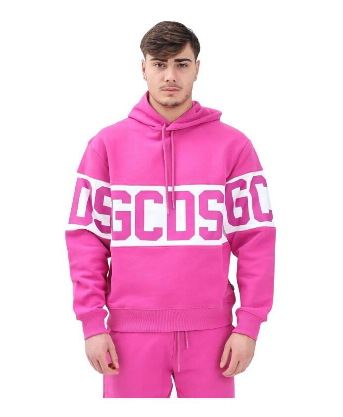sweat-a-capuche-fuchsia-a-rayures-blanches