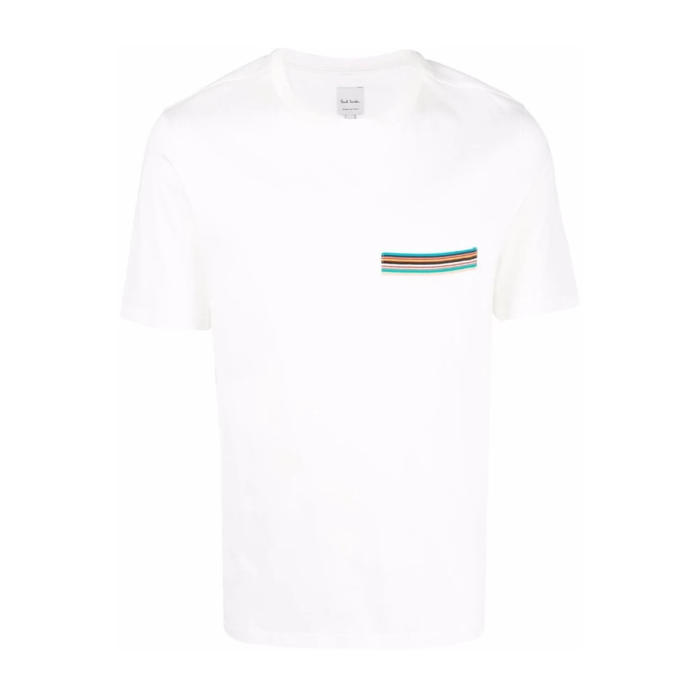 Paul Smith Witte Zakdetail T-shirt Kunstenaar Streep White Heren