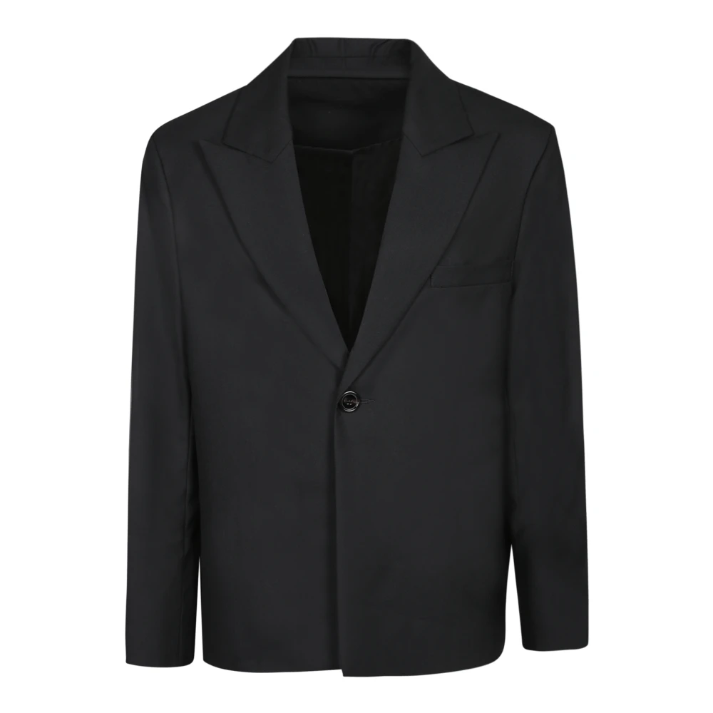 Séfr Men's Black Blazers, M, Blazer Notch Lapels Single Button