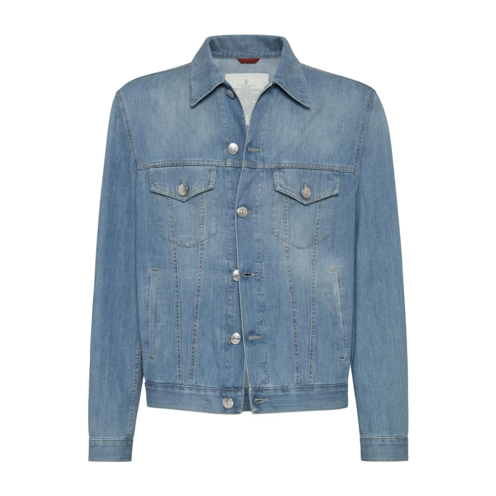 Brunello Cucinelli Men's Blue Clear Coat With Button Fastening