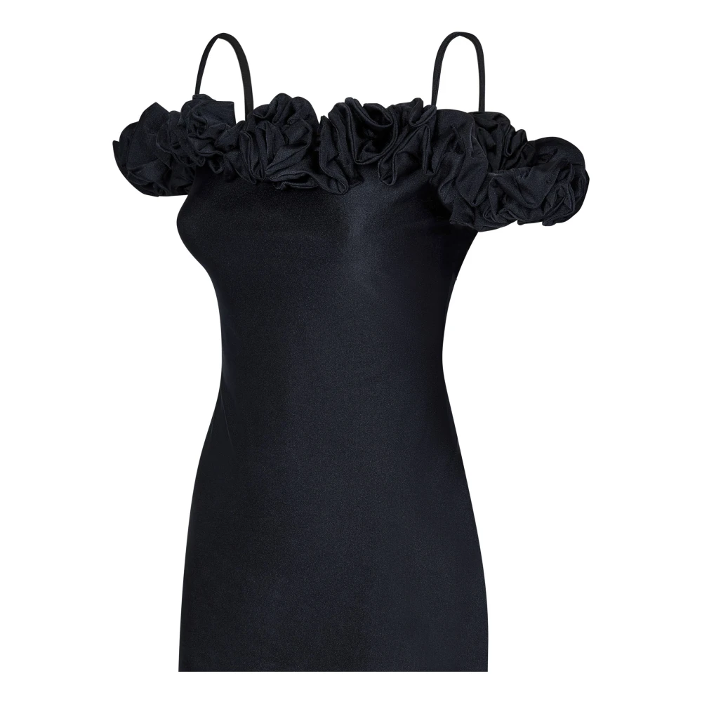Coperni Zwarte Bloemen Gerimpelde Jurk Black Dames