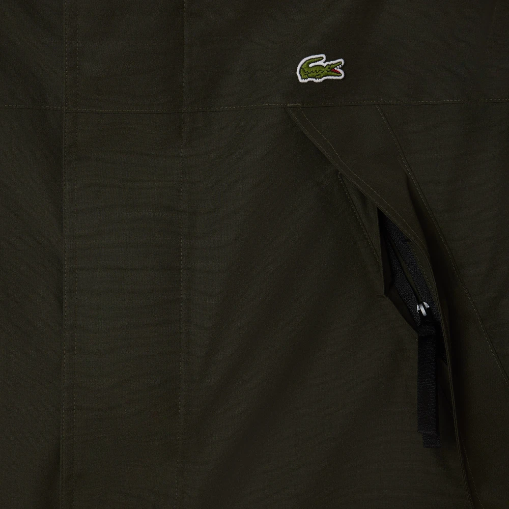 Lacoste Waterdichte Gewatteerde Parka Khaki Groen Green Heren