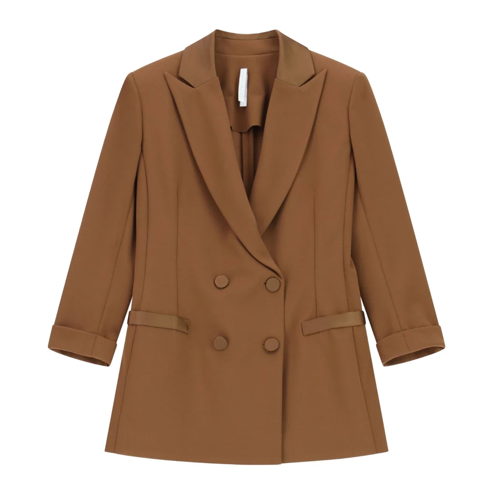 Imperial Women's Brown Double-Breasted Jacket 3/4 Sleeve - Blazers - L - Jackets
