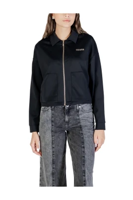Svart Dragkedja Sweatshirt Långärmad Rund Hals