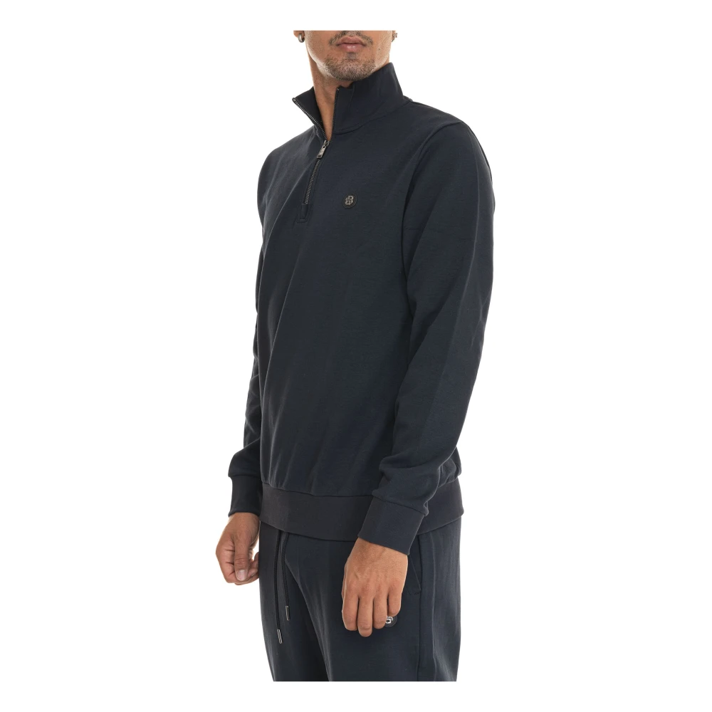 Boss Half Zip Sweatshirt met Logo-borduursel Blue Heren