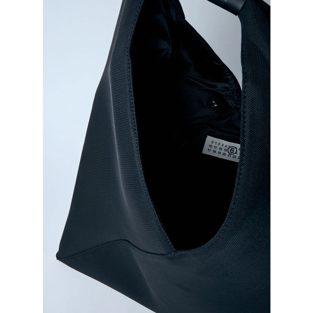 MM6 Maison Margiela Panel Gebreide Handtas met Leren Afwerking Black Dames