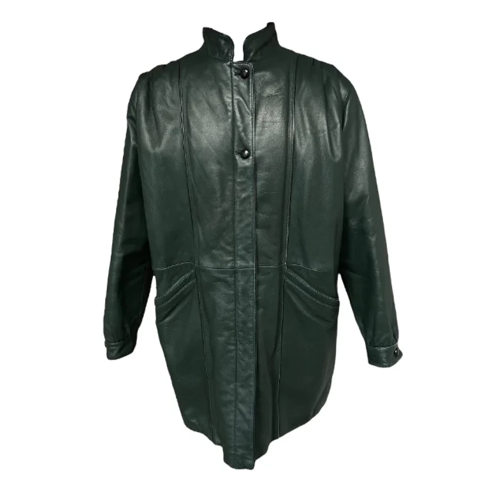 Valentino Vintage Pre-owned Leather outerwear Green Dames