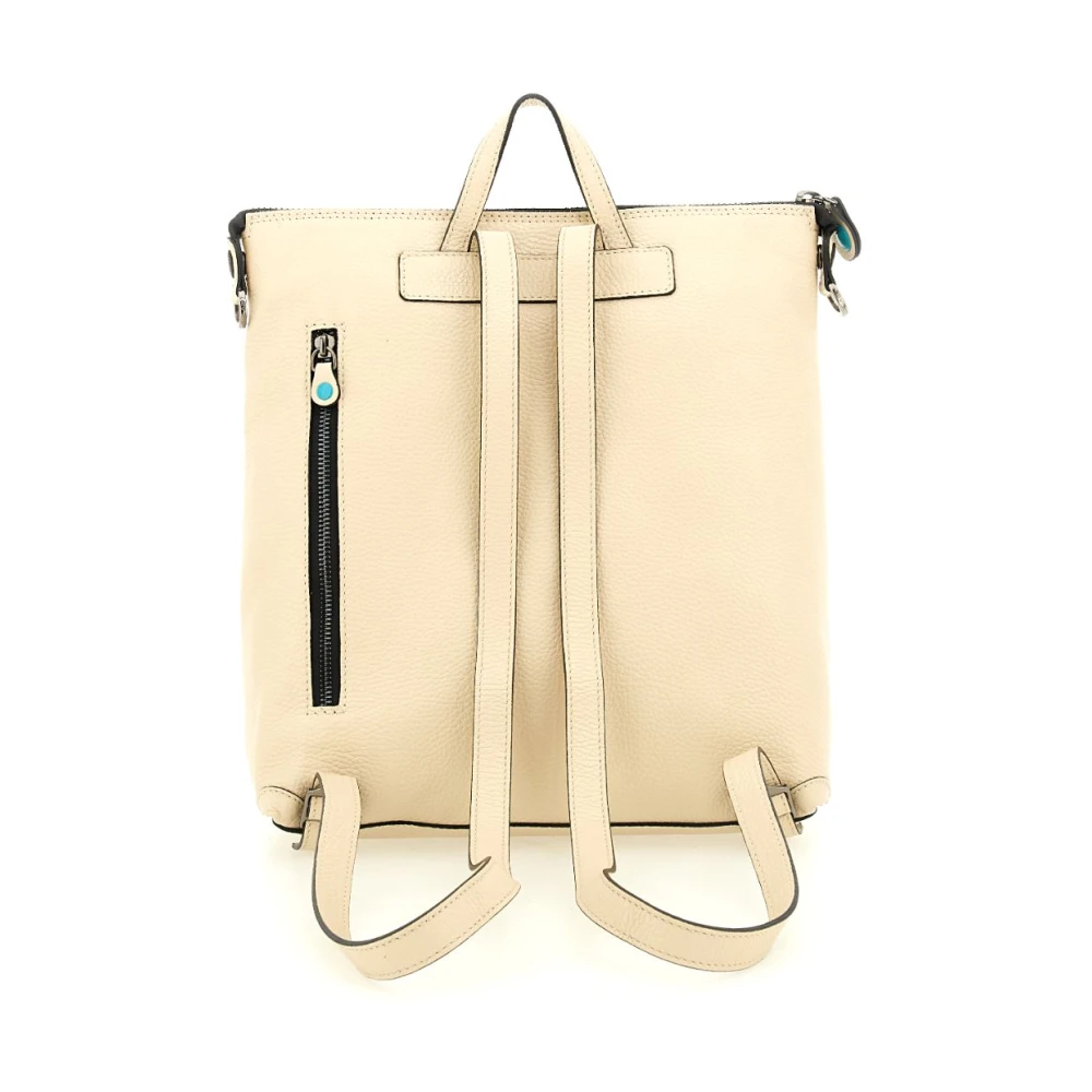 Gabs Elegante Leren Rugzak met Ritssluiting Beige Dames